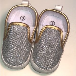 Sparkly silver flats